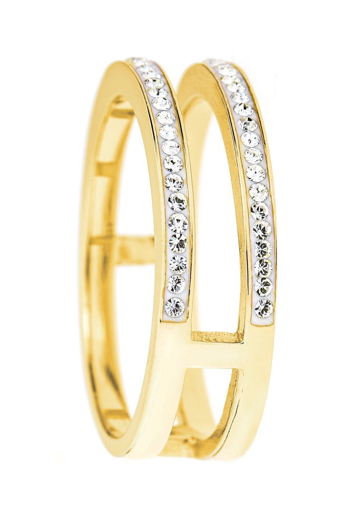 Sterling Silver Gold Plated Crystal Double Band RingThe Fine CollectiveBA0064039 - L