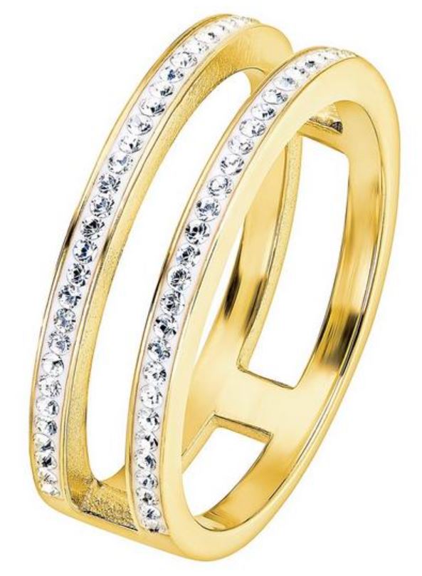 Sterling Silver Gold Plated Crystal Double Band RingThe Fine CollectiveBA0064039 - L