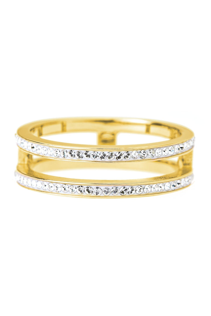 Sterling Silver Gold Plated Crystal Double Band RingThe Fine CollectiveBA0064039 - L