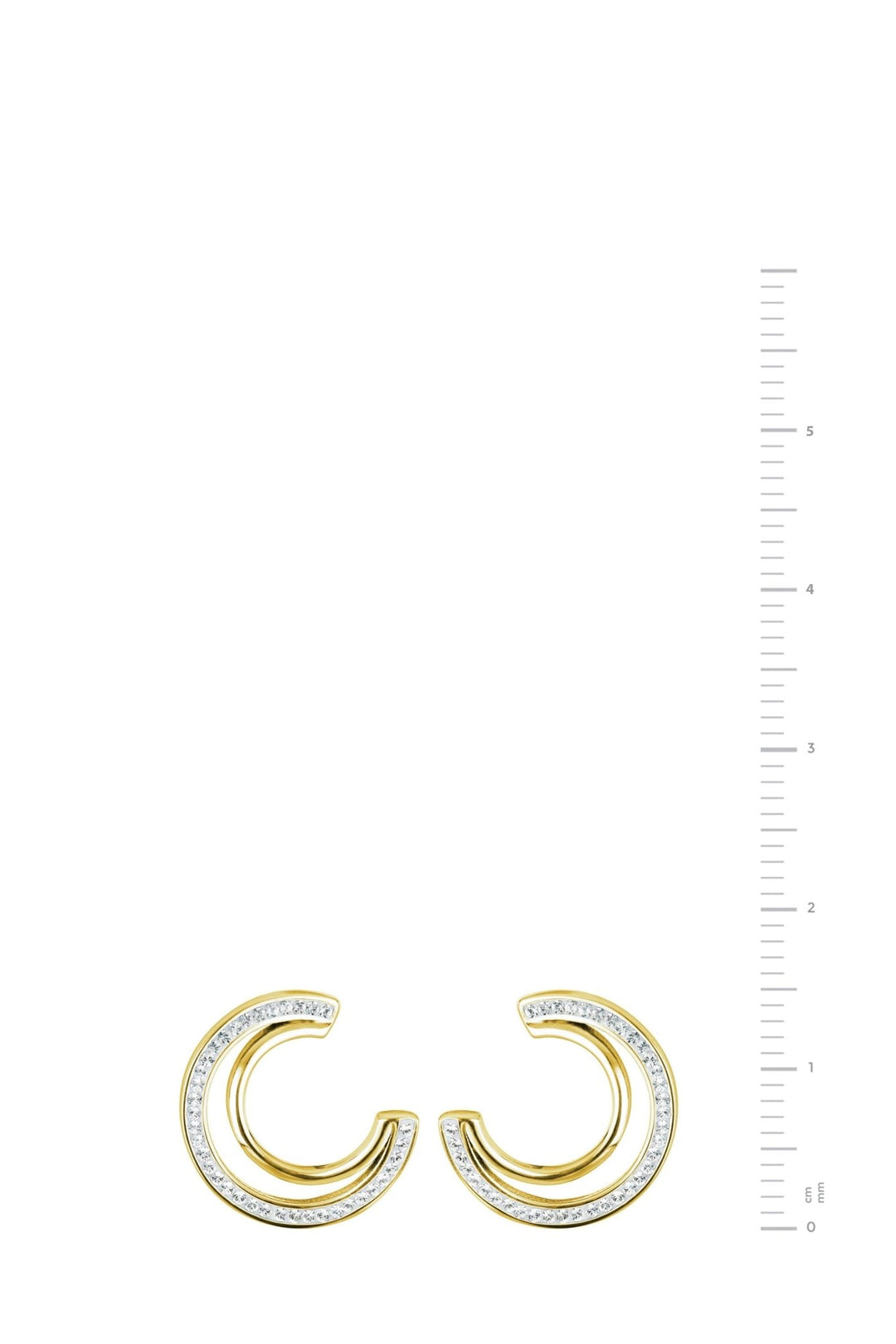 Sterling Silver Gold Plated Crystal Double Crescent Stud EarringsThe Fine CollectiveBA0064094