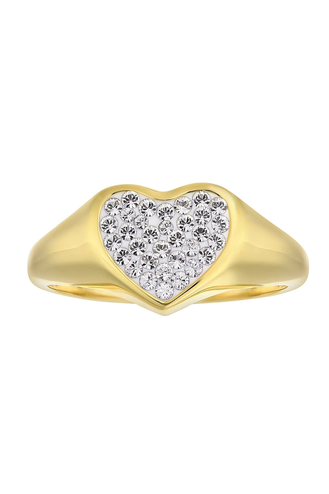 Sterling Silver Gold Plated Crystal Heart Signet RingThe Fine CollectiveBA0071273 - L