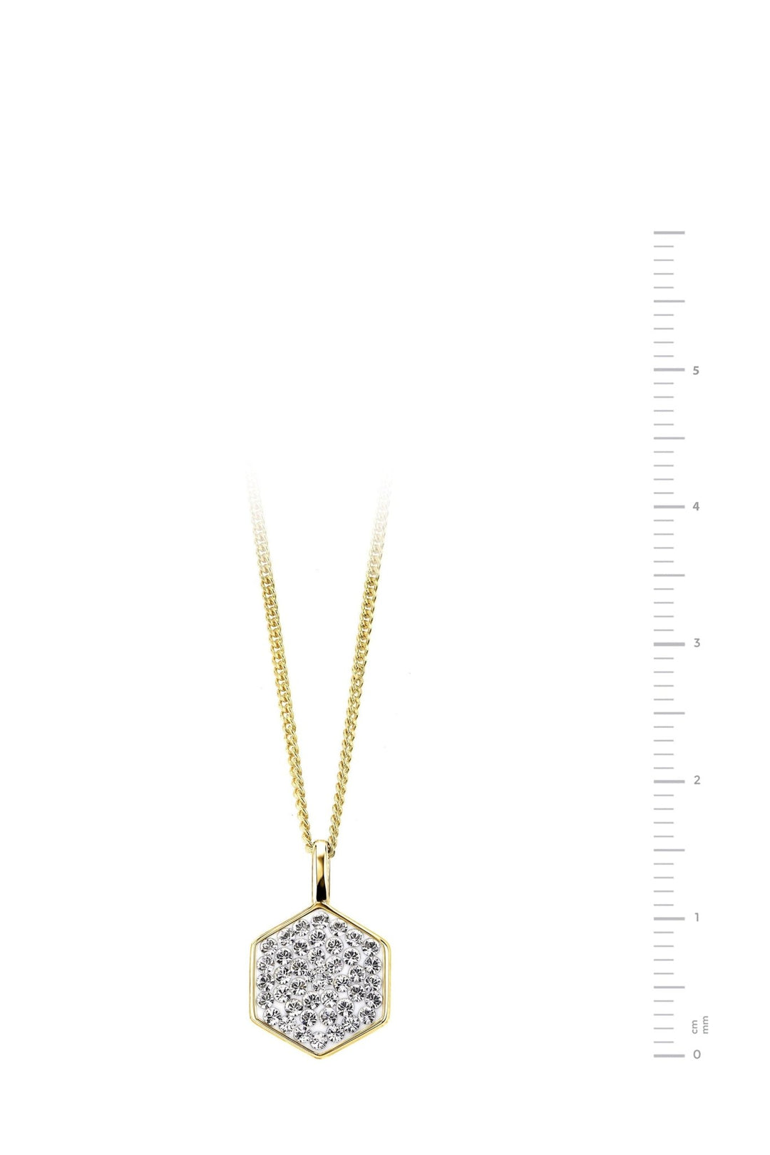 Sterling Silver Gold Plated Crystal Hexagon Pendant NecklaceThe Fine CollectiveBA0071182