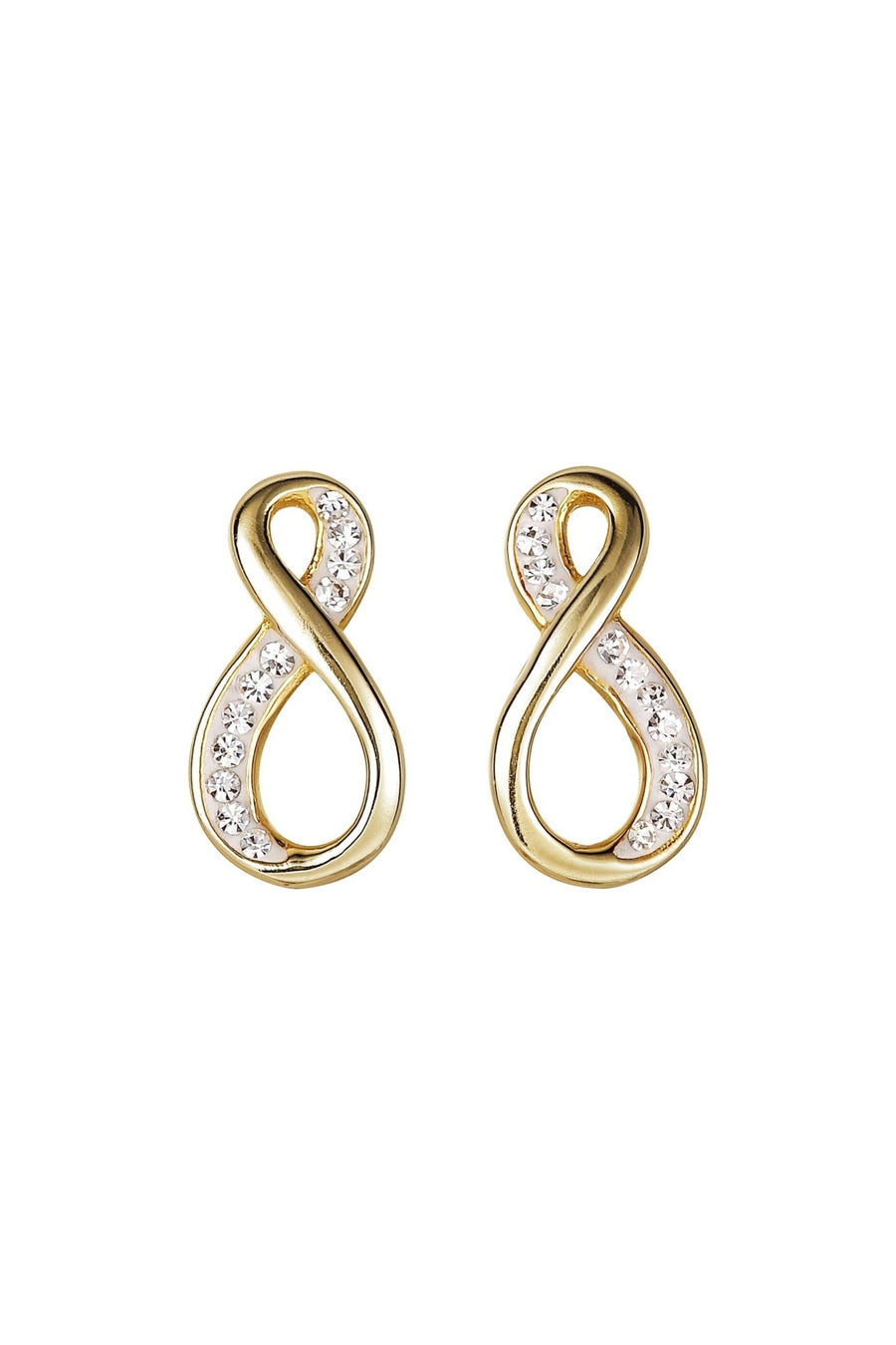 Sterling Silver Gold Plated Crystal Infinity Stud EarringsThe Fine CollectiveBA0051485