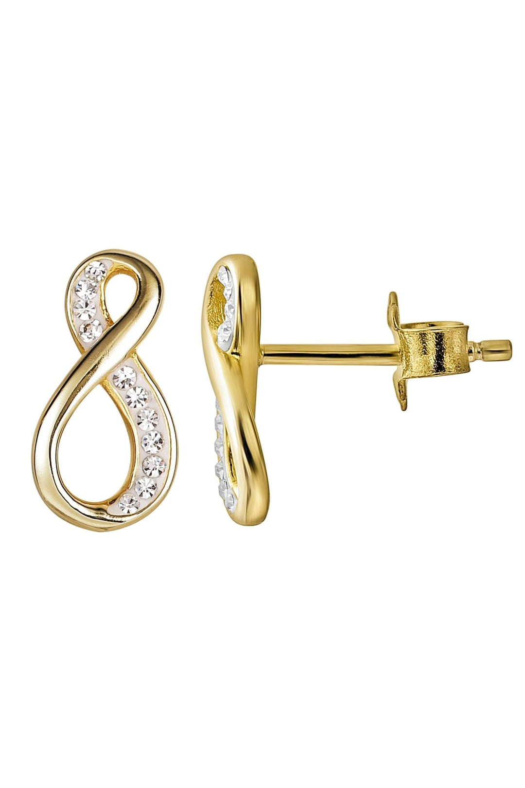 Sterling Silver Gold Plated Crystal Infinity Stud EarringsThe Fine CollectiveBA0051485