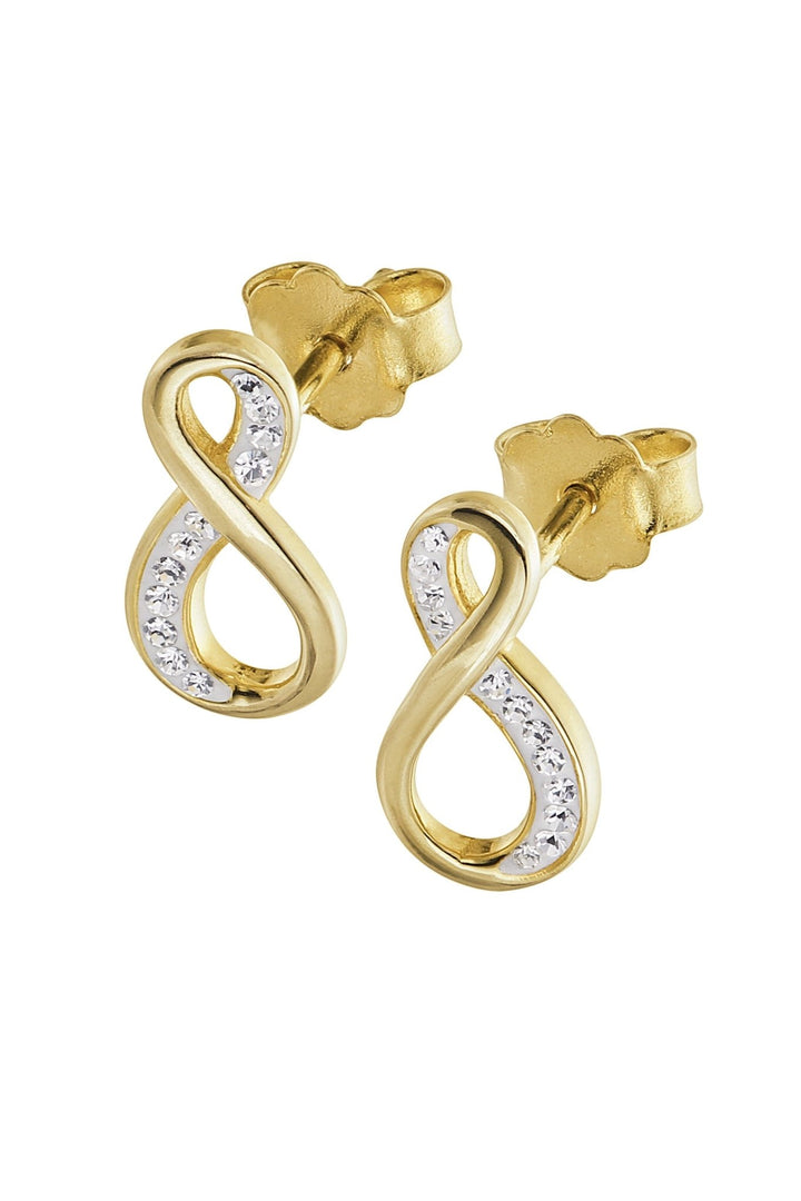 Sterling Silver Gold Plated Crystal Infinity Stud EarringsThe Fine CollectiveBA0051485