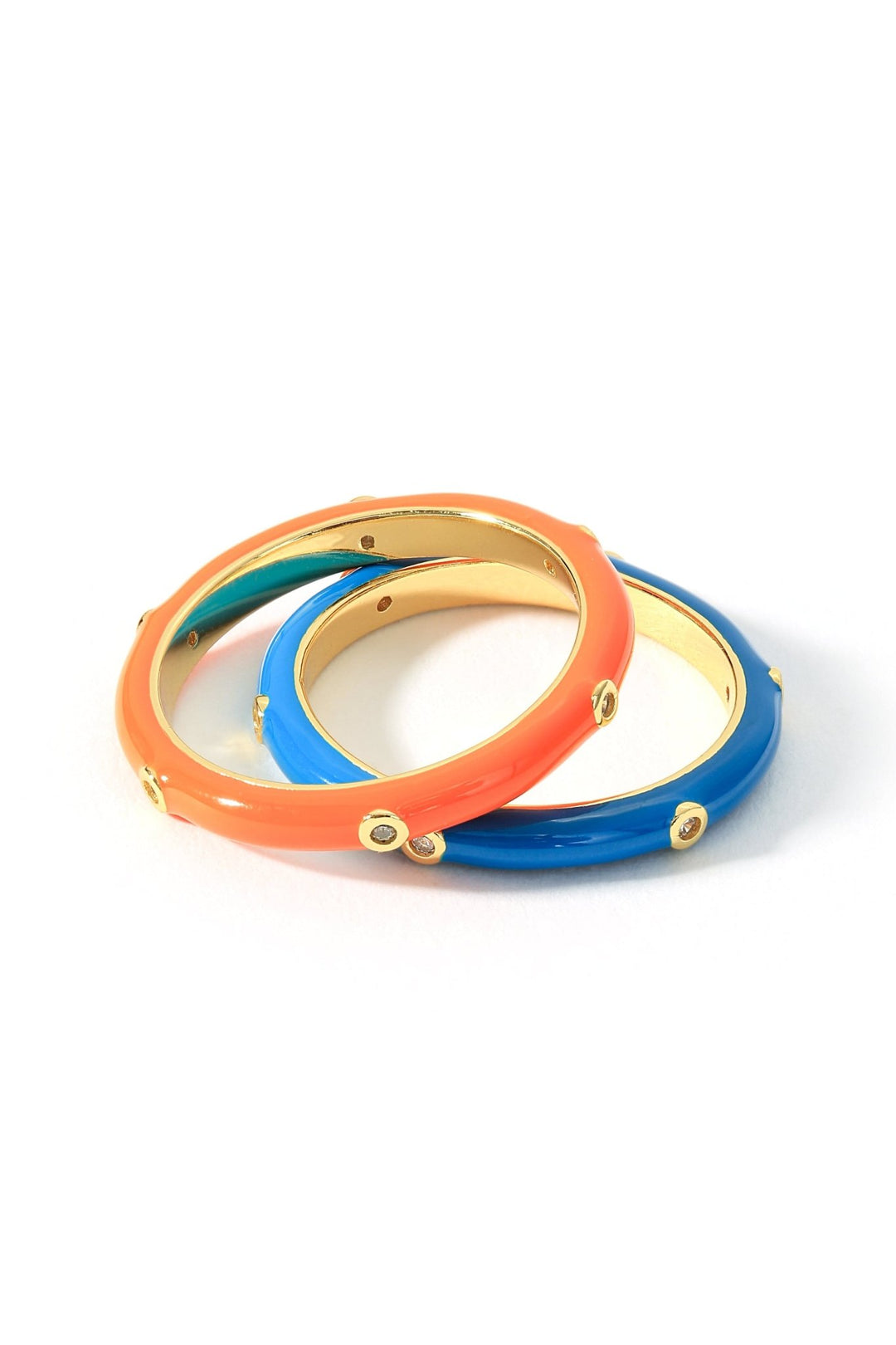 Sterling Silver Gold Plated Crystal Orange Enamel Stacker RingThe Fine CollectiveBA0073787 - L