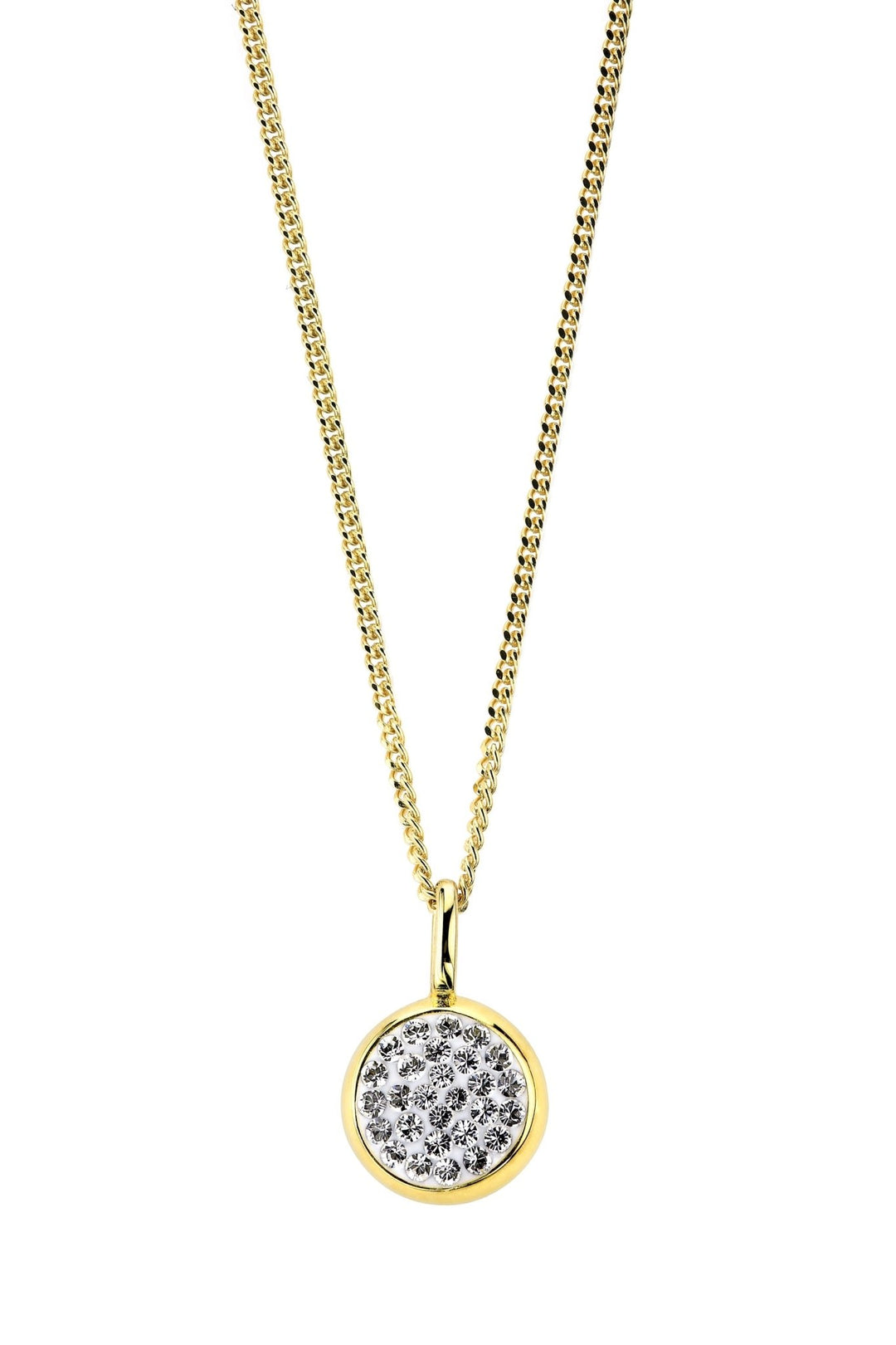 Sterling Silver Gold Plated Crystal Round Pendant NecklaceThe Fine CollectiveBA0071191