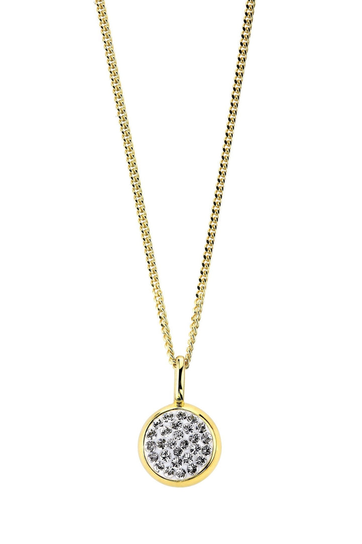 Sterling Silver Gold Plated Crystal Round Pendant NecklaceThe Fine CollectiveBA0071191