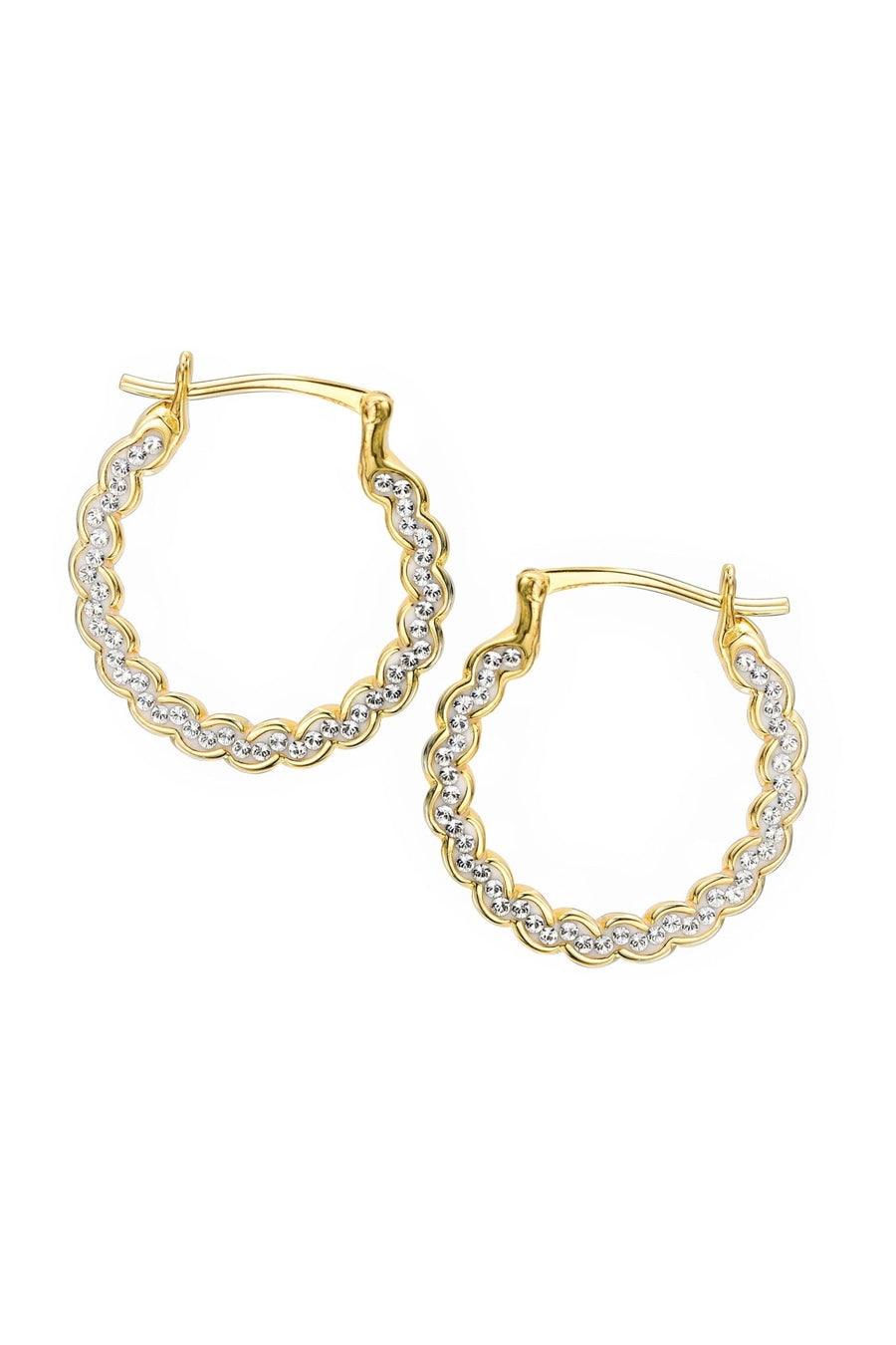 Sterling Silver Gold Plated Crystal Swirl Creole EarringsThe Fine CollectiveBA0061251