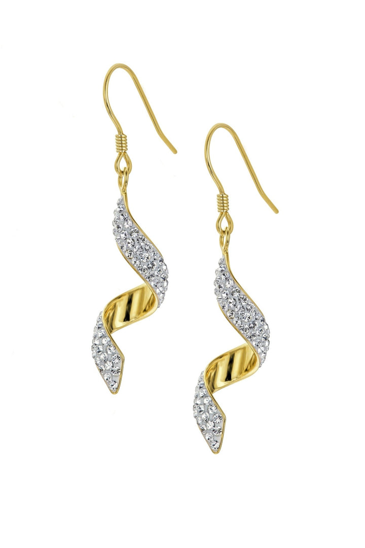 Sterling Silver Gold Plated Crystal Swirl Hook Earring and Pendant SetThe Fine CollectiveBA0031503