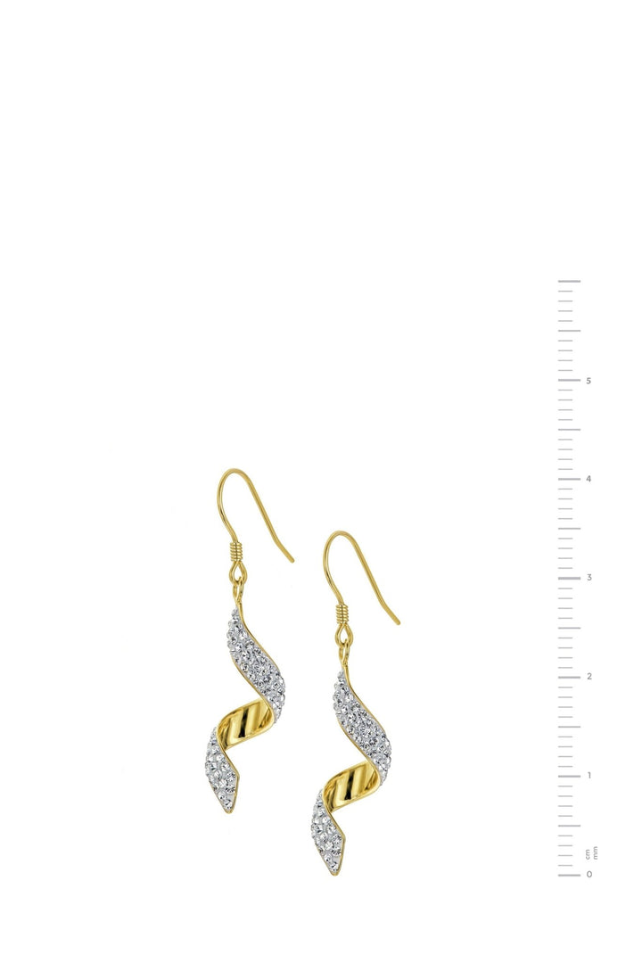 Sterling Silver Gold Plated Crystal Swirl Hook Earring and Pendant SetThe Fine CollectiveBA0031503