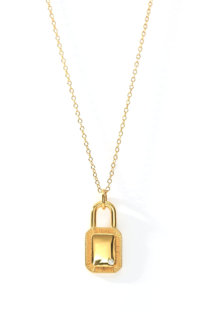 Sterling Silver Gold Plated Cubic Zirconia Padlock PendantThe Fine CollectiveBA0070955