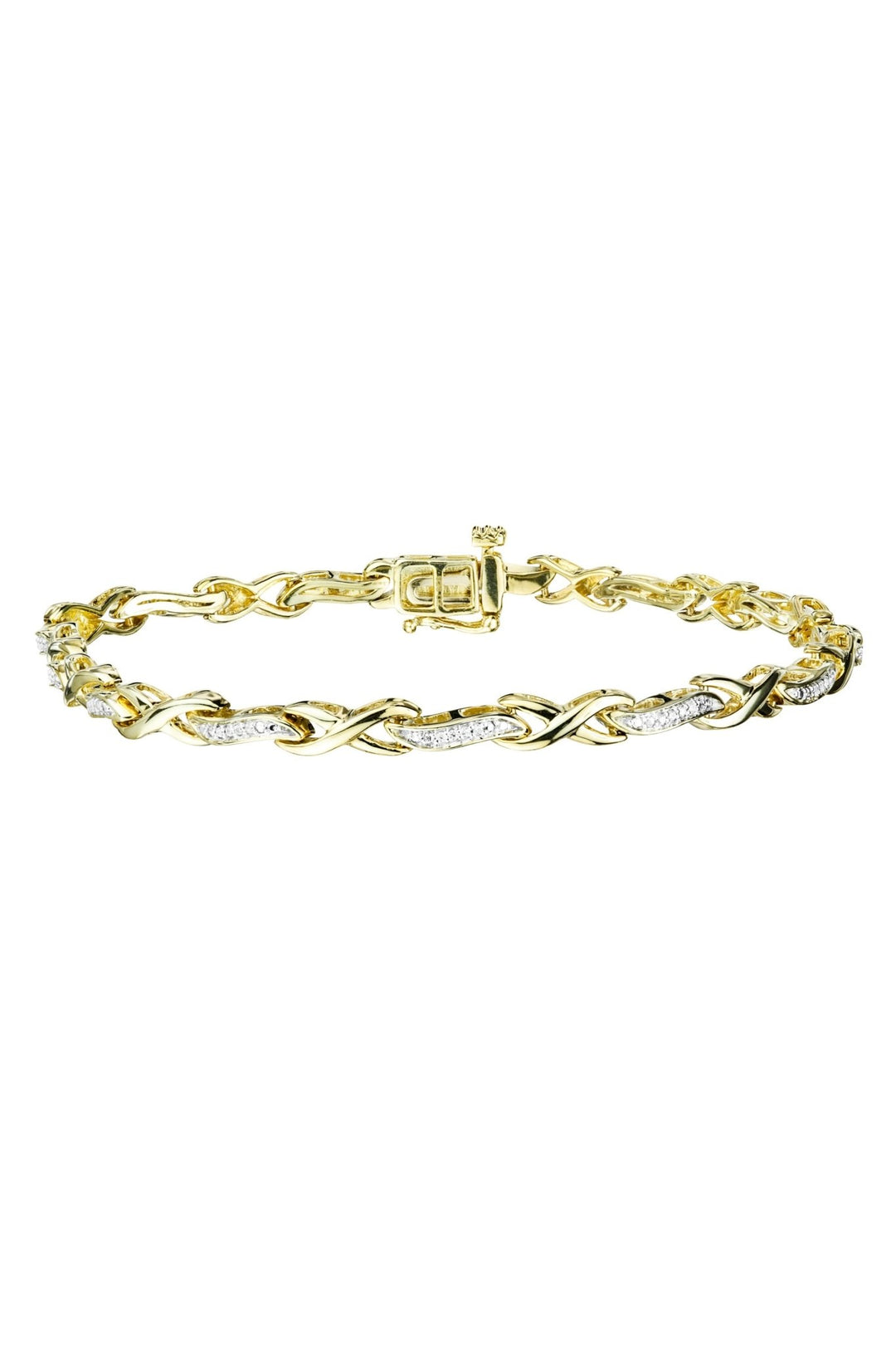 Sterling Silver Gold Plated Diamond Infinity Link BraceletThe Fine CollectiveBA0060412