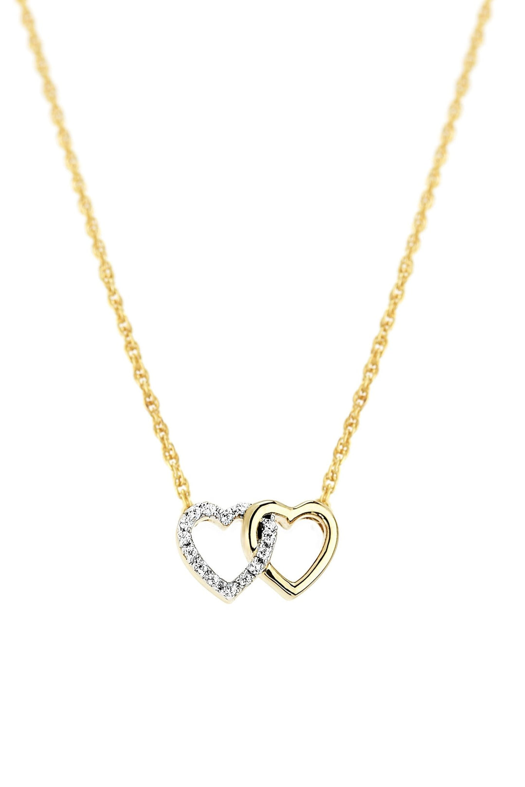 Sterling Silver Gold Plated Diamond Interlinked Hearts Necklace 18 INThe Fine CollectiveBA0063649