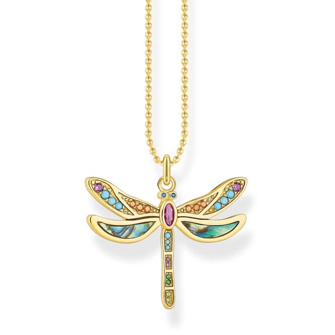 Sterling Silver Gold Plated Dragonfly Necklace KE1970-295-7-L42V
