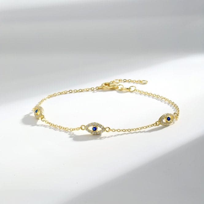 Sterling Silver Gold Plated Evil Eye Bracelet ERLB052Ellie Rose LondonERLB052