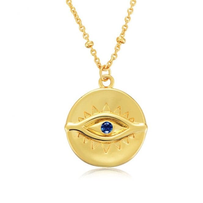 Sterling Silver Gold Plated Evil Eye Disc Necklace ERLN044Ellie Rose LondonERLN044