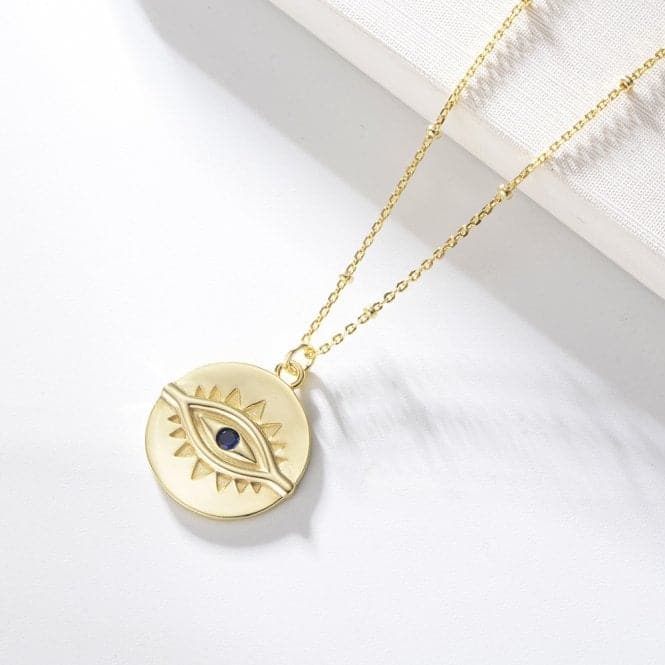 Sterling Silver Gold Plated Evil Eye Disc Necklace ERLN044Ellie Rose LondonERLN044