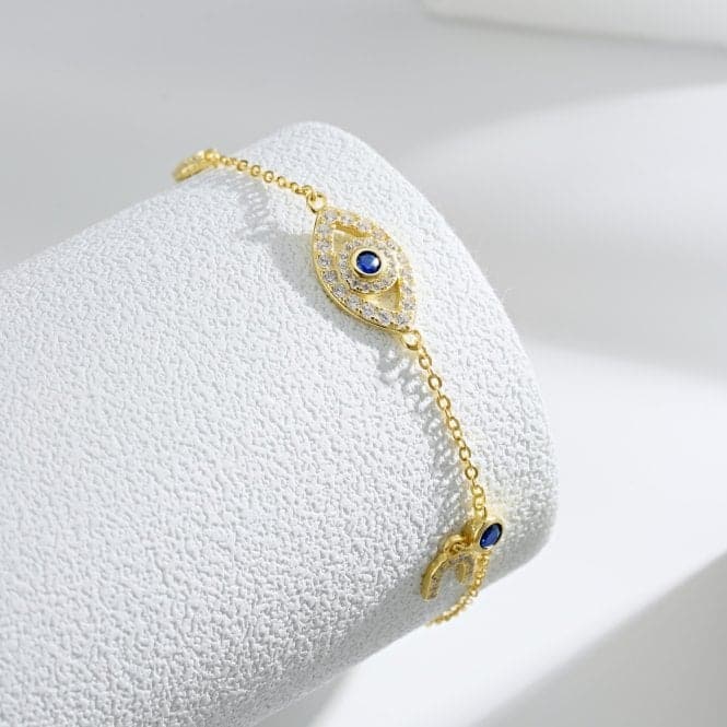 Sterling Silver Gold Plated Evil Eye Lucky Horseshoe Bracelet ERLB046Ellie Rose LondonERLB046