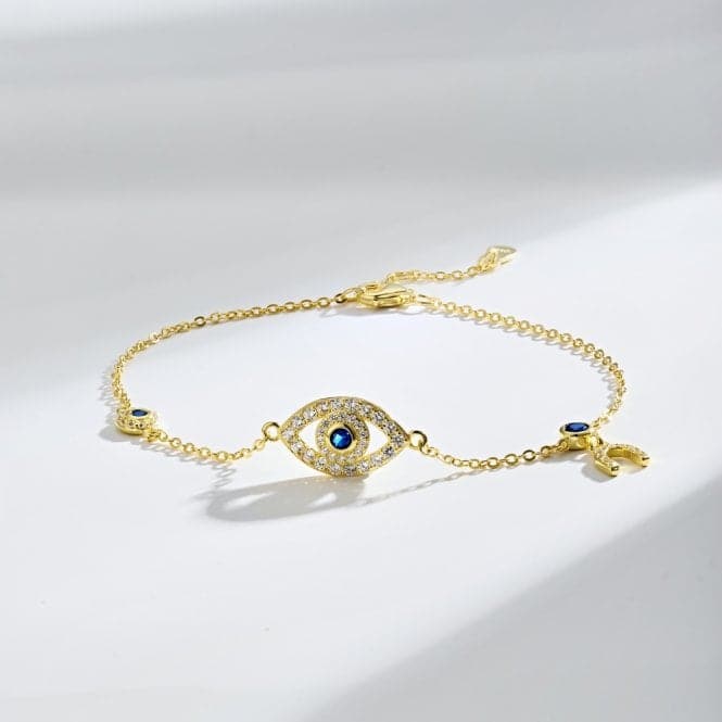 Sterling Silver Gold Plated Evil Eye Lucky Horseshoe Bracelet ERLB046Ellie Rose LondonERLB046