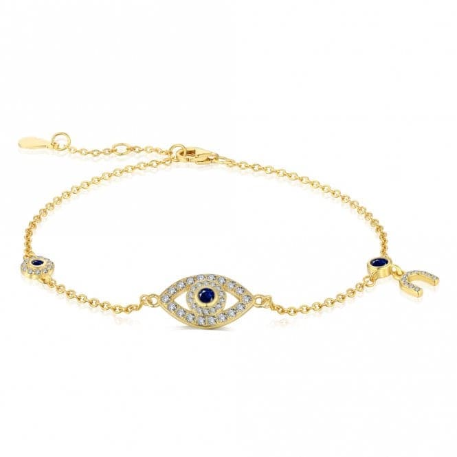 Sterling Silver Gold Plated Evil Eye Lucky Horseshoe Bracelet ERLB046Ellie Rose LondonERLB046