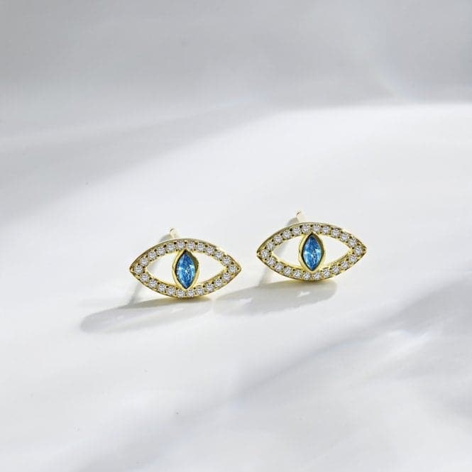 Sterling Silver Gold Plated Evil Eye Stud Earrings ERLE081Ellie Rose LondonERLE081