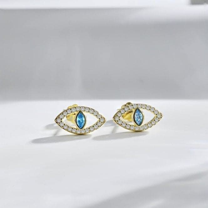 Sterling Silver Gold Plated Evil Eye Stud Earrings ERLE081Ellie Rose LondonERLE081