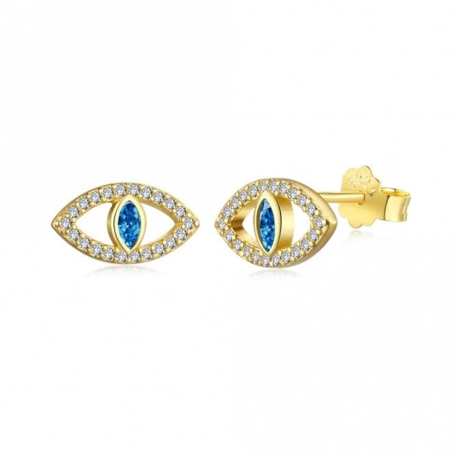 Sterling Silver Gold Plated Evil Eye Stud Earrings ERLE081Ellie Rose LondonERLE081