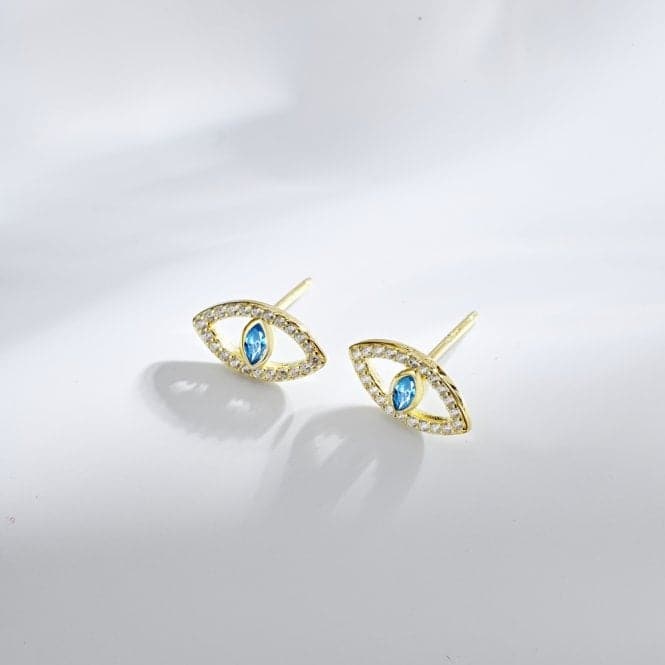 Sterling Silver Gold Plated Evil Eye Stud Earrings ERLE081Ellie Rose LondonERLE081