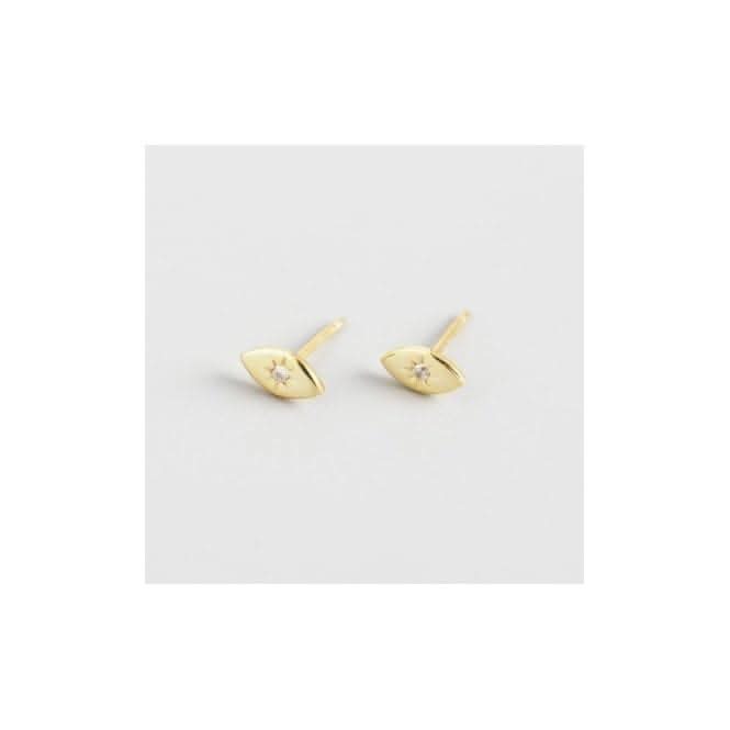 Sterling Silver Gold Plated Evil Eye Stud Earrings ERLE087Ellie Rose LondonERLE087