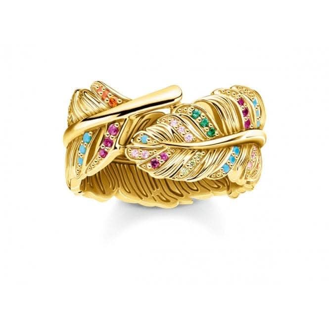 Sterling Silver Gold Plated Feather Ring TR2284 - 488 - 7Thomas Sabo Sterling SilverTR2284 - 488 - 7 - 48