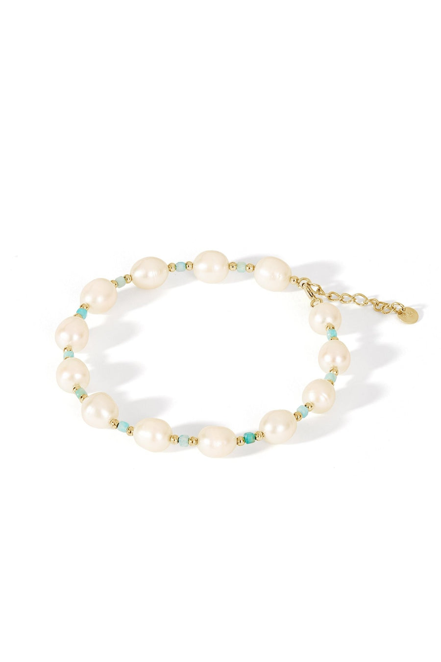 Sterling Silver Gold Plated Freshwater Pearl & Amazonite Bead BraceletThe Fine CollectiveBA0072880