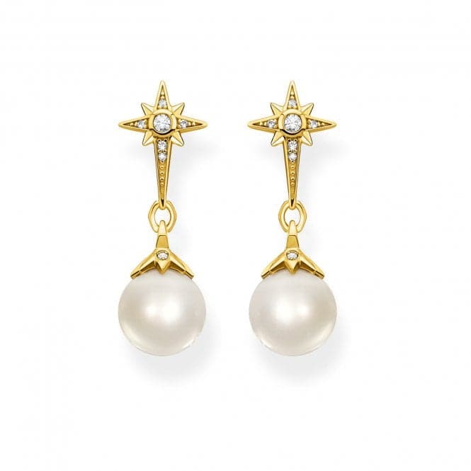 Sterling Silver Gold Plated Freshwater Pearl Zirconia Star Earrings H2118 - 445 - 14Thomas Sabo Sterling SilverH2118 - 445 - 14