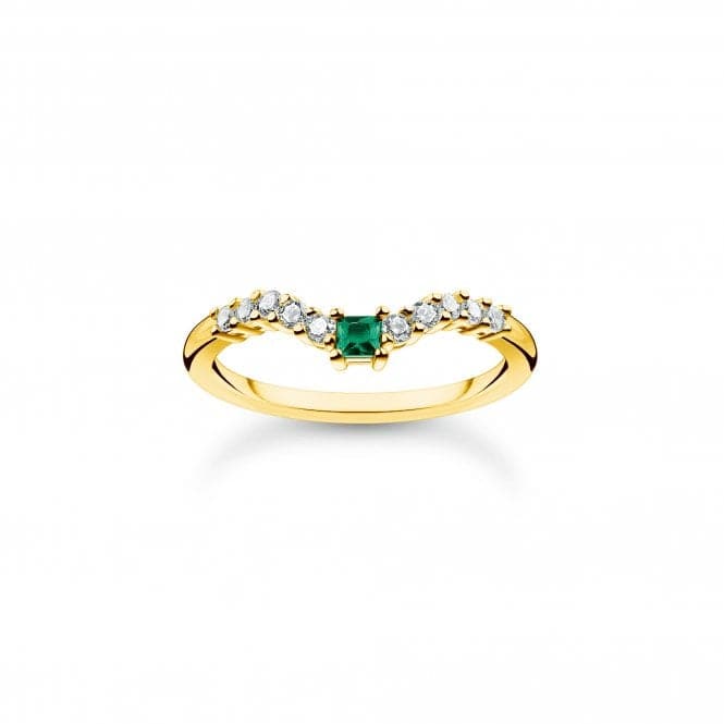 Sterling Silver Gold Plated Green And White Stones Ring TR2398 - 971 - 7Thomas Sabo Charm Club CharmingTR2398 - 971 - 7 - 48