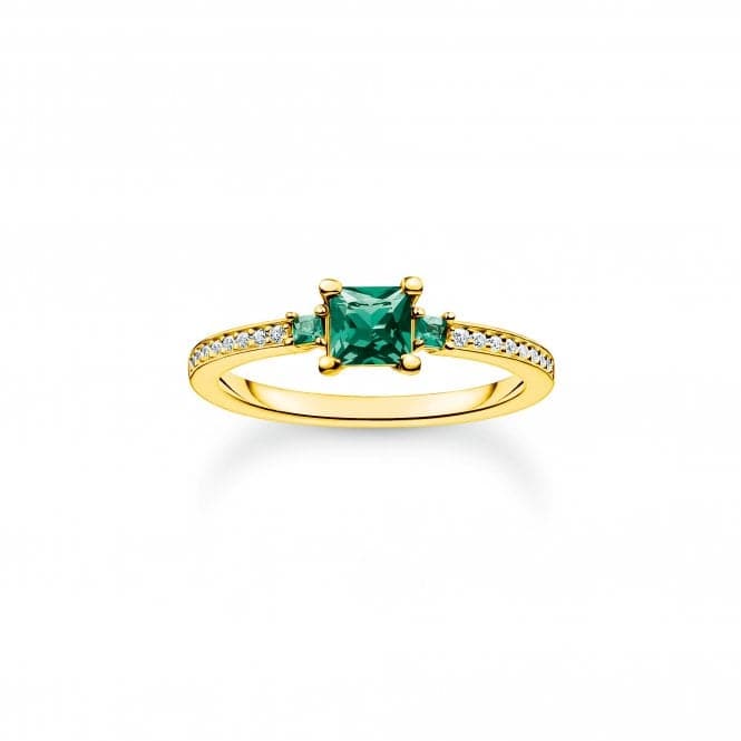 Sterling Silver Gold Plated Green And White Stones Ring TR2402 - 971 - 6Thomas Sabo Charm ClubTR2402 - 971 - 6 - 48