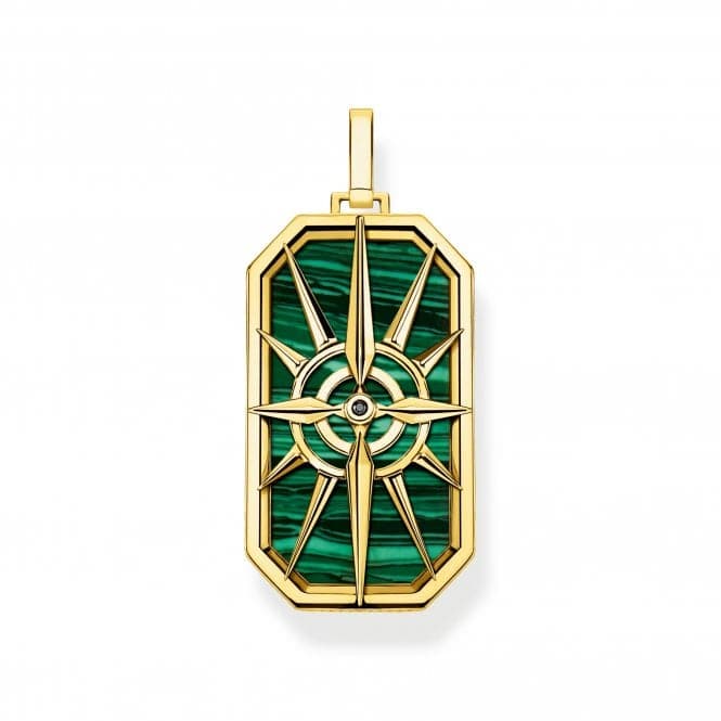 Sterling Silver Gold Plated Green Compass Pendant PE869 - 140 - 6Thomas Sabo Sterling SilverPE869 - 140 - 6