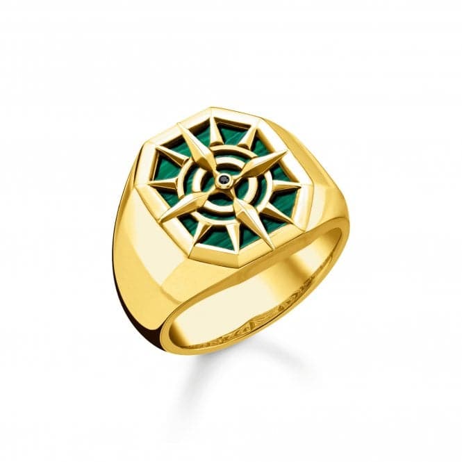 Sterling Silver Gold Plated Green Compass Ring TR2274 - 140 - 6Thomas Sabo Sterling SilverTR2274 - 140 - 6 - 48