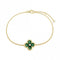 Sterling Silver Gold Plated Green Lucky 4 Leaf Bracelet ERLB040Ellie Rose LondonERLB040