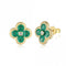 Sterling Silver Gold Plated Green Lucky 4 Leaf Earrings ERLE078Ellie Rose LondonERLE078