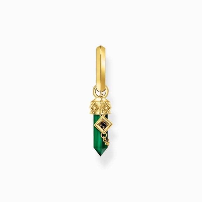Sterling Silver Gold Plated Green Malachite Pendant Single Hoop Earring CR724 - 414 - 6Thomas Sabo Sterling SilverCR724 - 414 - 6