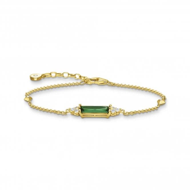 Sterling Silver Gold Plated Green Stone Bracelet A2018 - 971 - 6 - L19VThomas Sabo Sterling SilverA2018 - 971 - 6