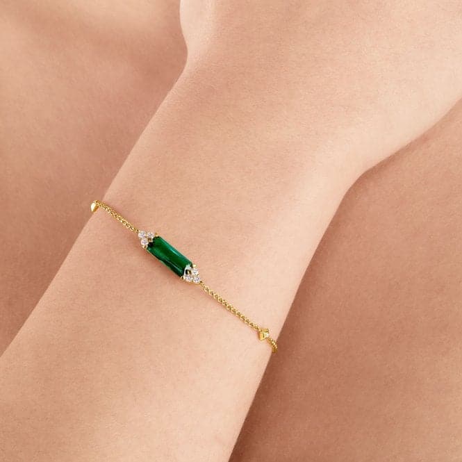 Sterling Silver Gold Plated Green Stone Bracelet A2018 - 971 - 6 - L19VThomas Sabo Sterling SilverA2018 - 971 - 6