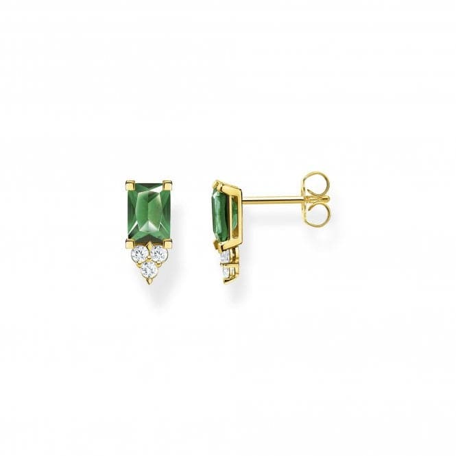 Sterling Silver Gold Plated Green Stone Earrings H2173 - 971 - 6Thomas Sabo Sterling SilverH2173 - 971 - 6