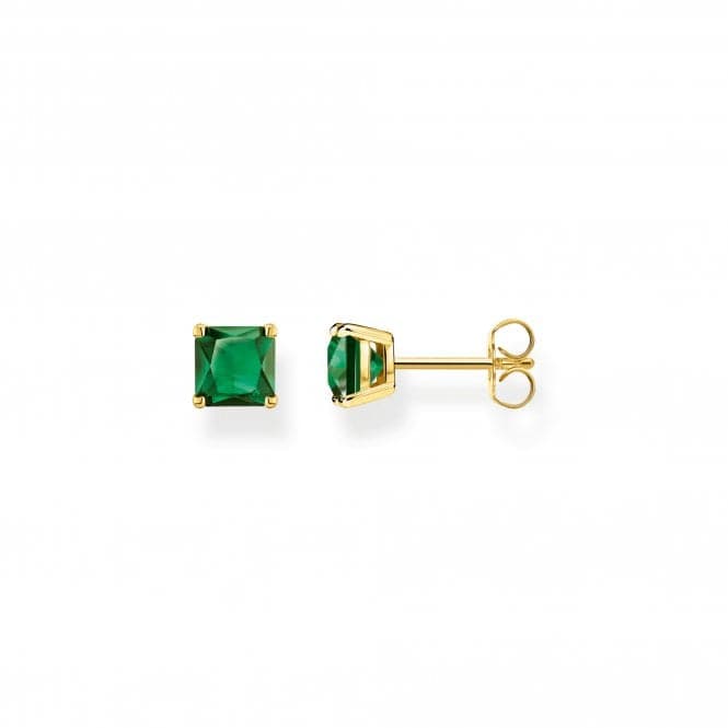 Sterling Silver Gold Plated Green Stone Earrings H2174 - 472 - 6Thomas Sabo Sterling SilverH2174 - 472 - 6