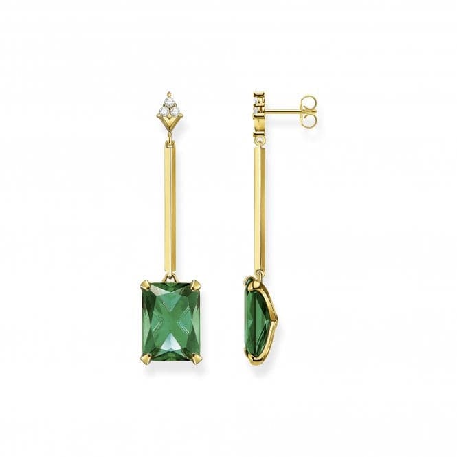 Sterling Silver Gold Plated Green Stone Earrings H2176 - 971 - 6Thomas Sabo Sterling SilverH2176 - 971 - 6