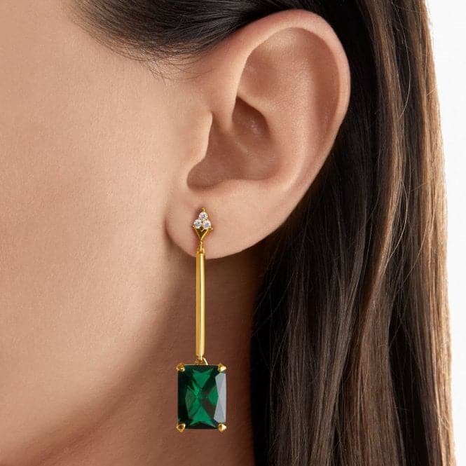 Sterling Silver Gold Plated Green Stone Earrings H2176 - 971 - 6Thomas Sabo Sterling SilverH2176 - 971 - 6