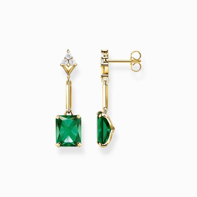 Sterling Silver Gold Plated Green Stone Earrings H2177 - 971 - 6Thomas Sabo Sterling SilverH2177 - 971 - 6