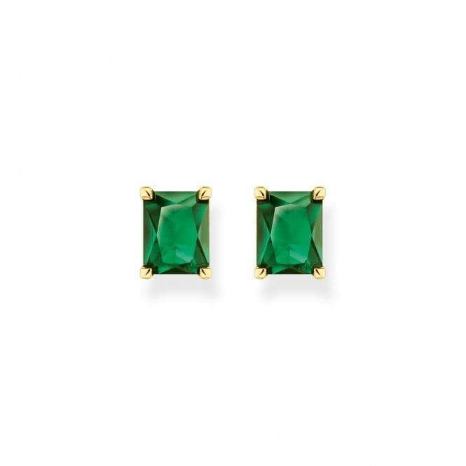 Sterling Silver Gold Plated Green Stone Earrings H2201 - 472 - 6Thomas Sabo Sterling SilverH2201 - 472 - 6