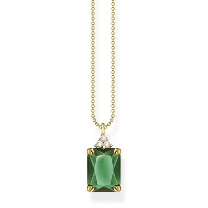 Sterling Silver Gold Plated Green Stone Necklace KE2089 - 971 - 6 - L45VThomas Sabo Sterling SilverKE2089 - 971 - 6