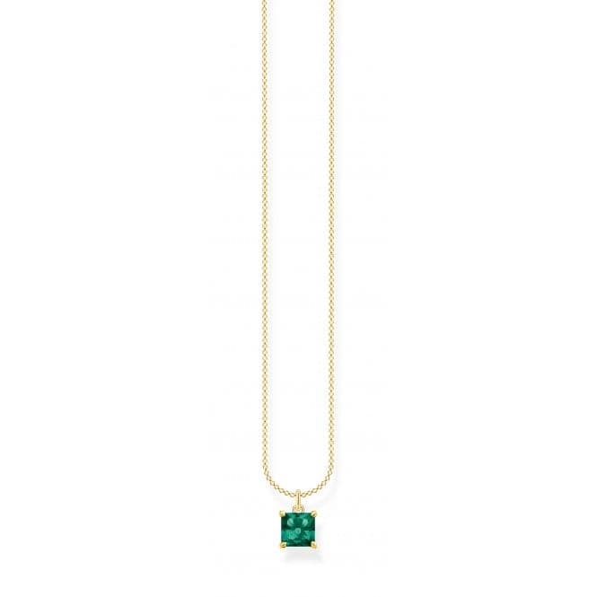 Sterling Silver Gold Plated Green Stone Necklace KE2156 - 472 - 6 - L45VThomas Sabo Charm Club CharmingKE2156 - 472 - 6